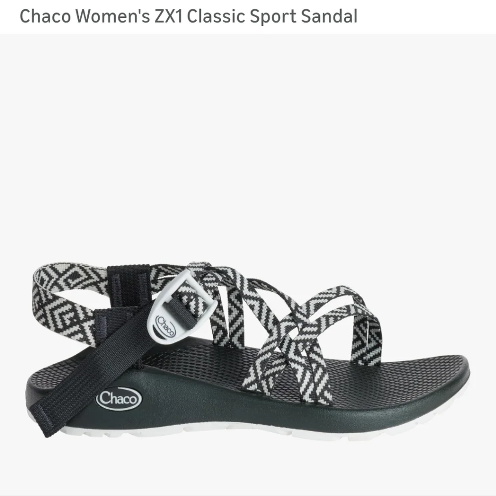 Chaco's Womens ZX1 Black White Patterned Classic Sport Sandals Size 9 - Picture 8 of 8